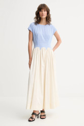 Bavlněné šaty Never Fully Dressed Monika modrá barva, maxi, NFDDR2806