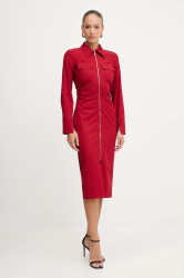 Bavlněné šaty Patrizia Pepe červená barva, midi, 8A1538 A391