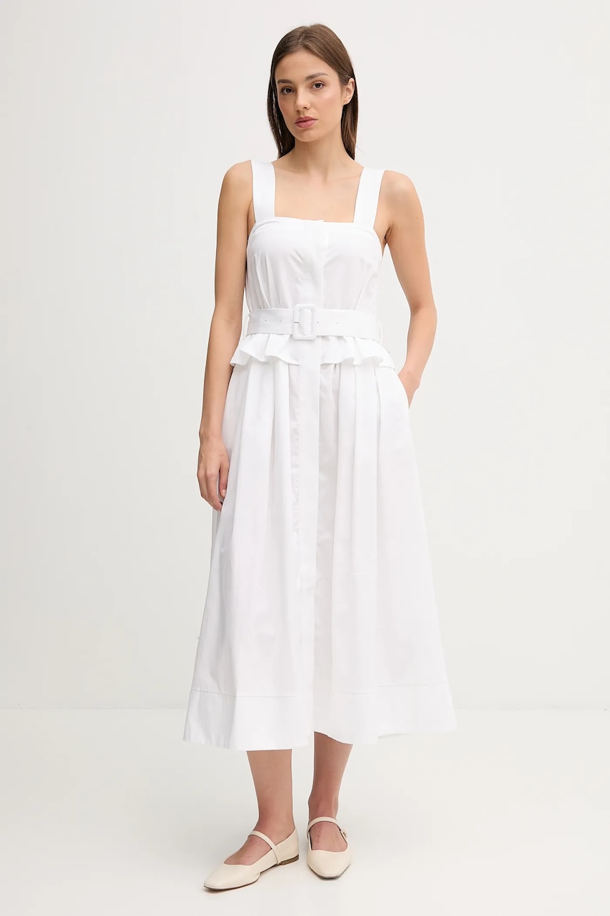 Bavlněné šaty Pedro del Hierro bílá barva, midi, 3819832