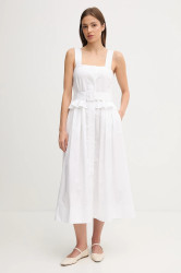 Bavlněné šaty Pedro del Hierro bílá barva, midi, 3819832