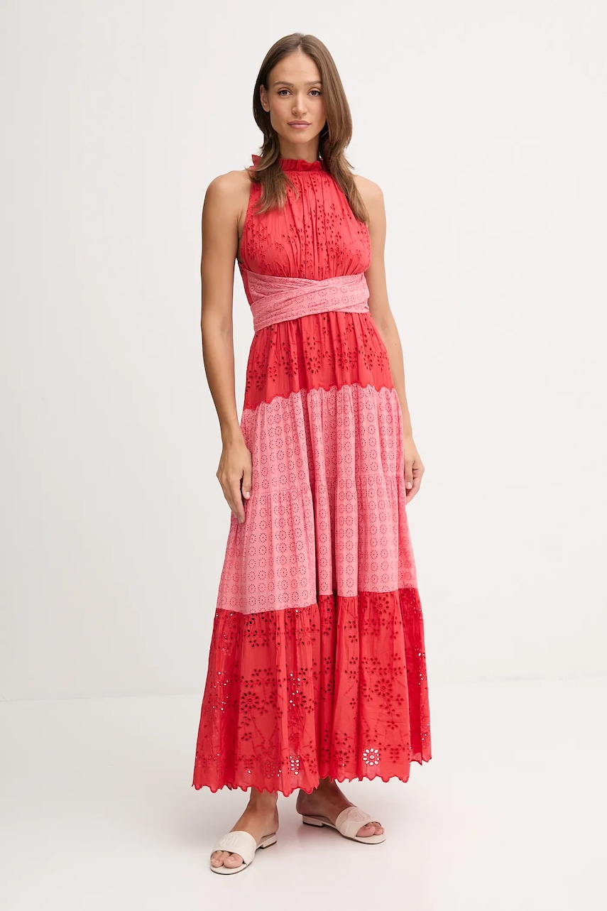 Bavlněné šaty Pedro del Hierro červená barva, maxi, 3819838