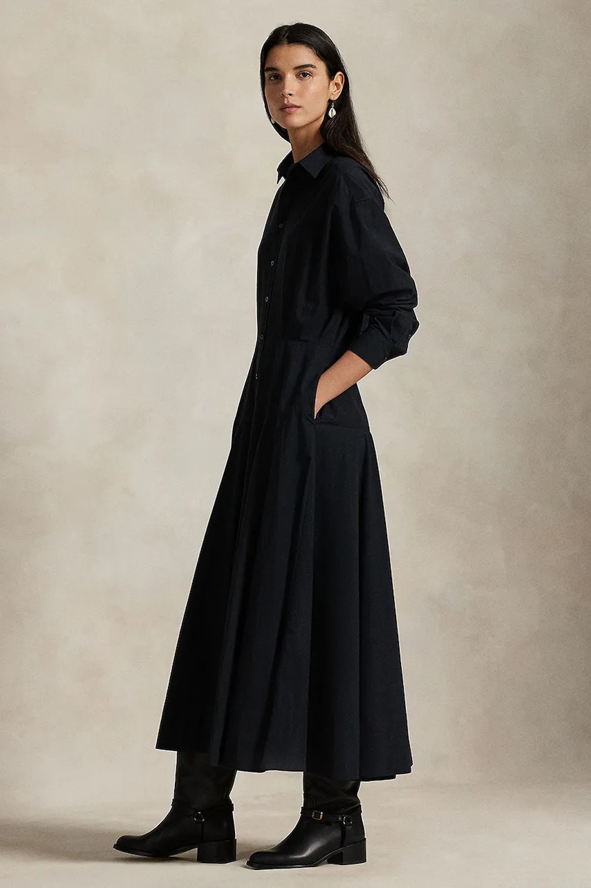 Bavlněné šaty Polo Ralph Lauren černá barva, maxi, 211972042