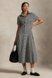 Bavlněné šaty Polo Ralph Lauren černá barva, midi, 211A89374