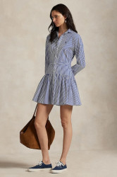 Bavlněné šaty Polo Ralph Lauren modrá barva, mini, 211972052