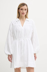 Bavlněné šaty Samsoe Samsoe SAMANAROLA bílá barva, mini, F25200060