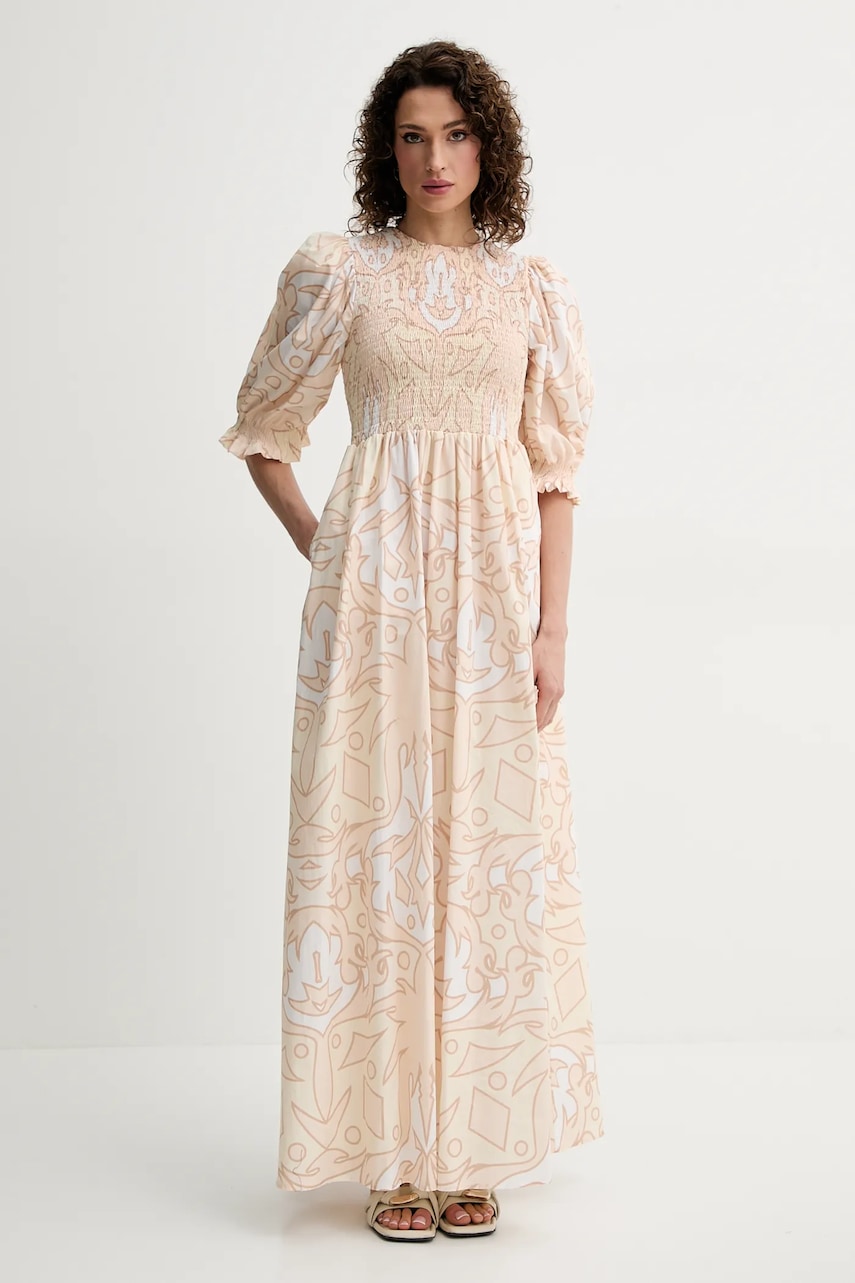 Bavlněné šaty Silvian Heach TAABO béžová barva, maxi, CVP25033VE