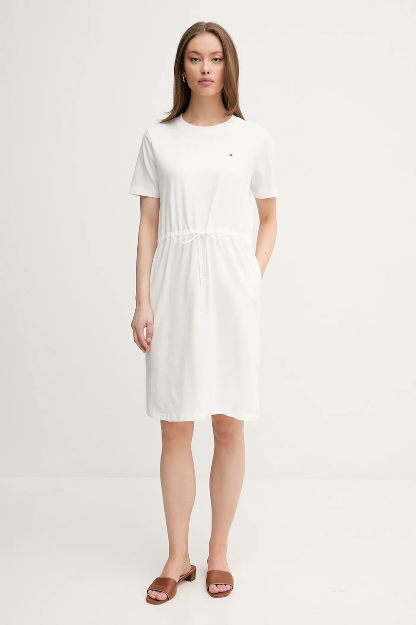 Bavlněné šaty Tommy Hilfiger bílá barva, mini, WW0WW45529