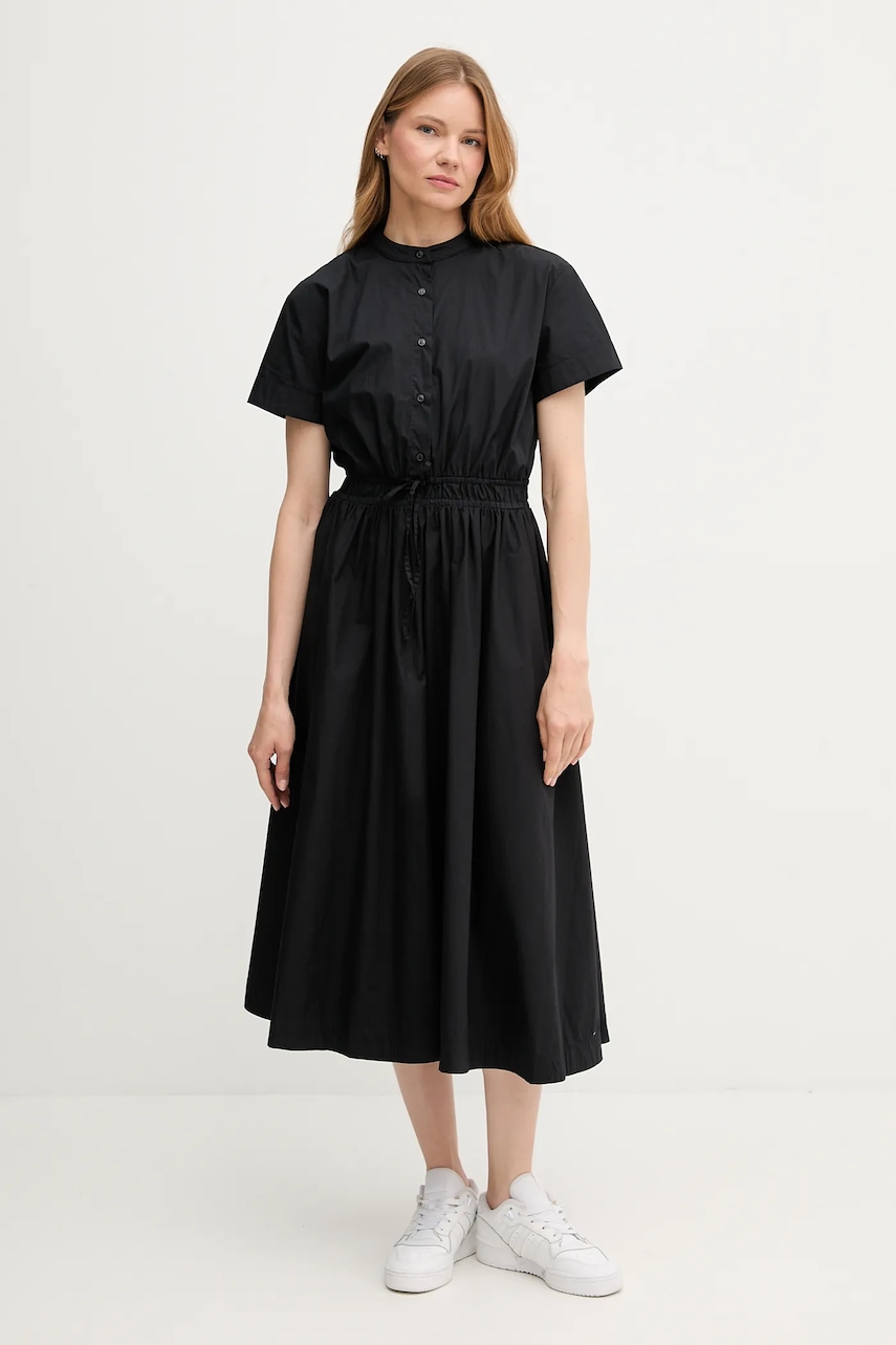 Bavlněné šaty Tommy Hilfiger černá barva, midi, WW0WW45835