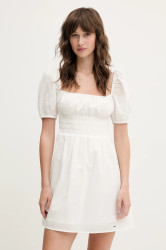 Bavlněné šaty Tommy Jeans bílá barva, mini, DW0DW21334