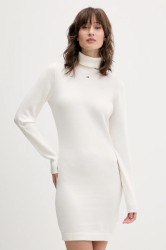 Bavlněné šaty Tommy Jeans bílá barva, mini, přiléhavé, DW0DW21958