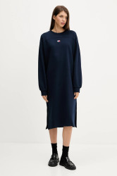 Bavlněné šaty Tommy Jeans tmavomodrá barva, mini, oversize, DW0DW21484