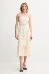 Bavlněné šaty Twinset béžová barva, midi, 251TT2361