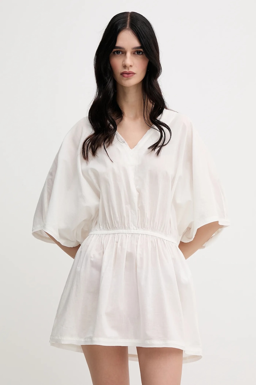 Bavlněné šaty United Colors of Benetton béžová barva, mini, 4OPJ5V02G