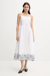 Bavlněné šaty United Colors of Benetton bílá barva, midi, 4KUSDV0B7