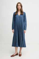 Bavlněné šaty United Colors of Benetton tmavomodrá barva, midi, 4RZKDV0AY