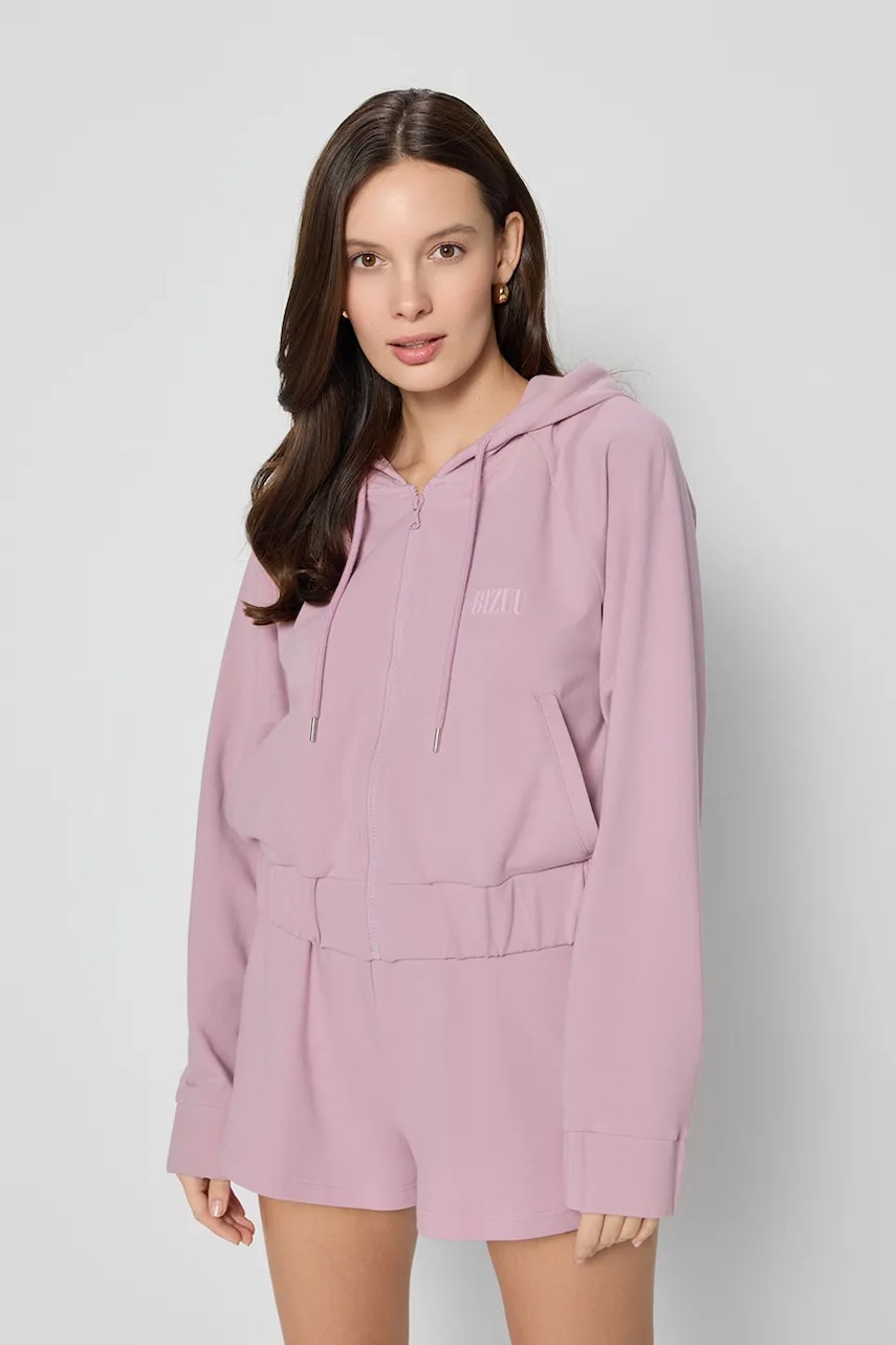 Bavlněné šortky Bizuu ETHIES dámské, růžová barva, high waist, ETHIES ROSE