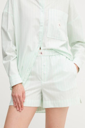 Bavlněné šortky Calvin Klein Jeans dámské, zelená barva, high waist, J20J225218