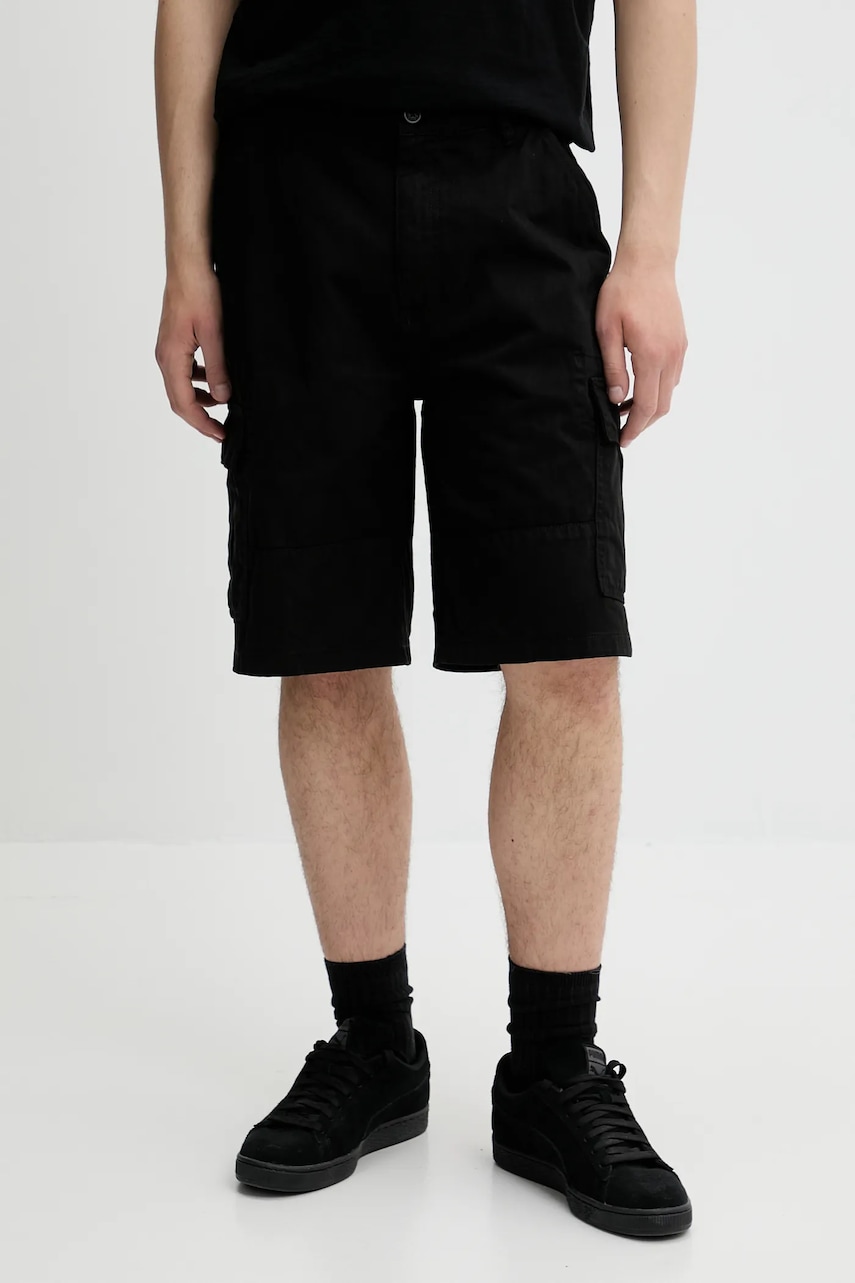Bavlněné šortky Guess Jeans pánské, černá barva, M5GD45 WGCV1
