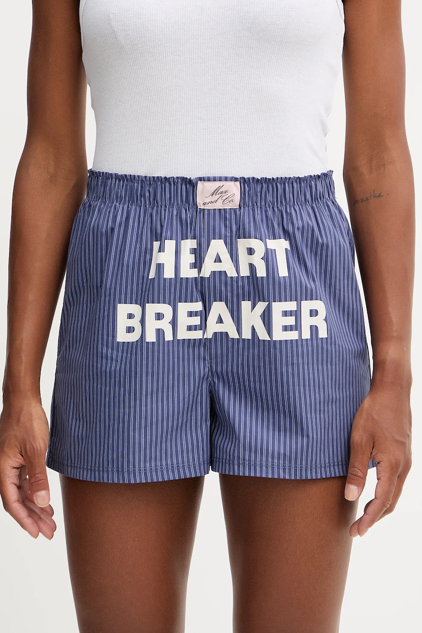 Bavlněné šortky MAX&Co. 2-pack dámské, tmavomodrá barva, high waist, 2528146012200