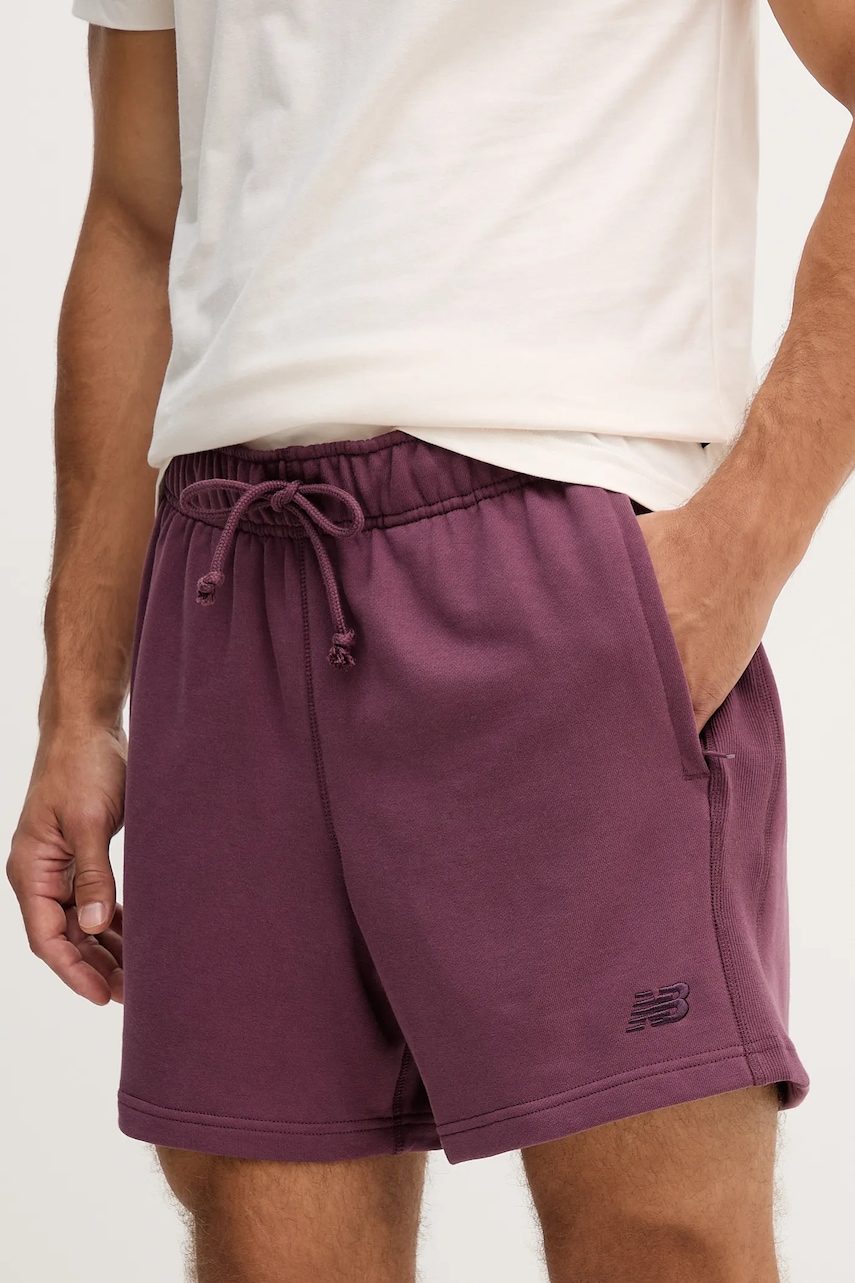 Bavlněné šortky New Balance pánské, fialová barva, MS41511FDP