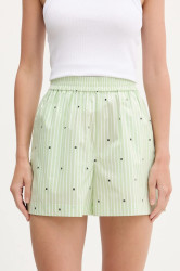 Bavlněné šortky Rotate dámské, zelená barva, high waist, 1143963062