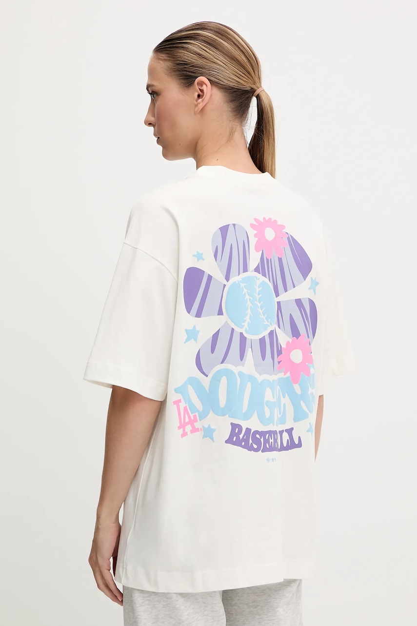 Bavlněné tričko 47 brand MLB Los Angeles Dodgers dámské, bílá barva, BB012TMPEES654937SS