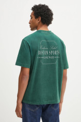 Bavlněné tričko Abercrombie & Fitch pánské, zelená barva, s potiskem, KI123-5233-303