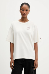 Bavlněné tričko adidas dámské, béžová barva, KT3275