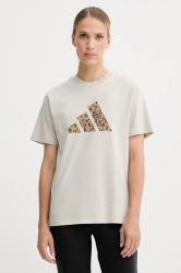 Bavlněné tričko adidas dámské, šedá barva, JM4423