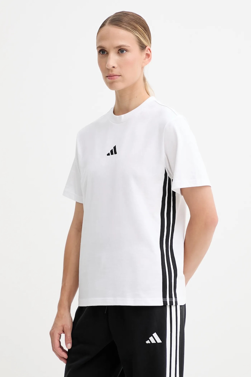 Bavlněné tričko adidas Essentials dámské, bílá barva, JD0844