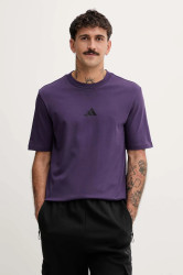 Bavlněné tričko adidas Essentials pánské, fialová barva, s aplikací, JW6232