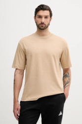 Bavlněné tričko adidas Essentials pánské, zelená barva, s potiskem, JX5666