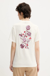 Bavlněné tričko adidas Floral dámské, béžová barva, KB2488