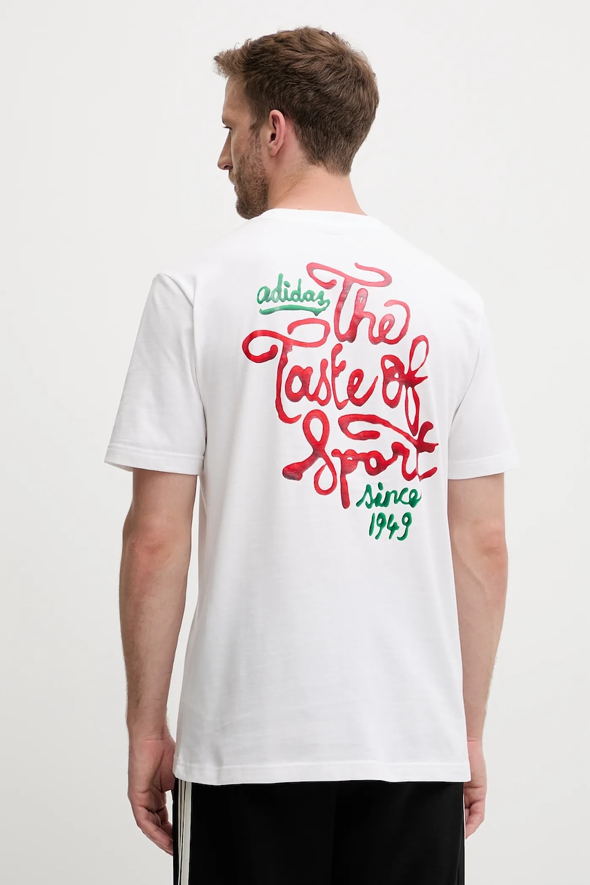 Bavlněné tričko adidas Food Sauce Graphic Tee pánské, bílá barva, s potiskem, JM6464