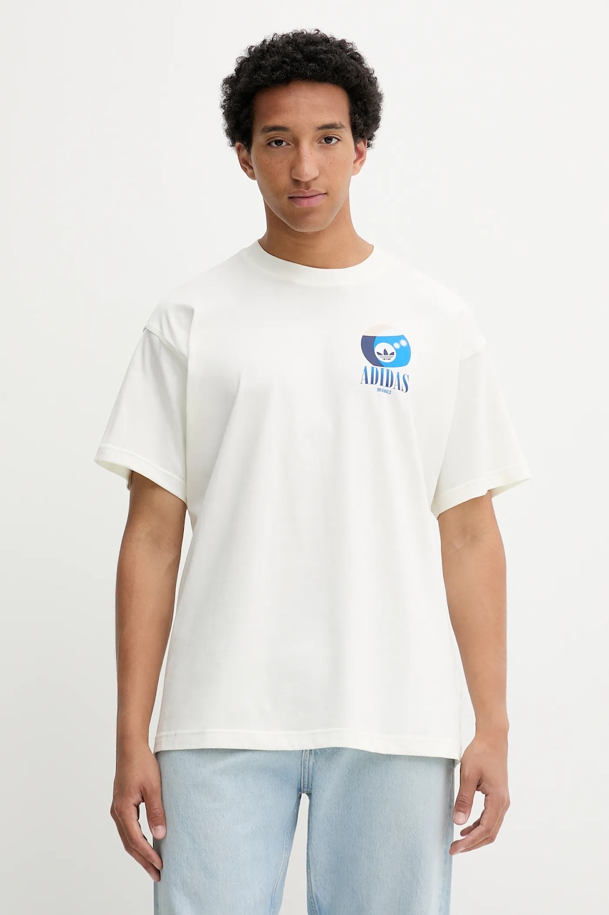 Bavlněné tričko adidas Originals Billiard Tee pánské, béžová barva, s potiskem, KT2973