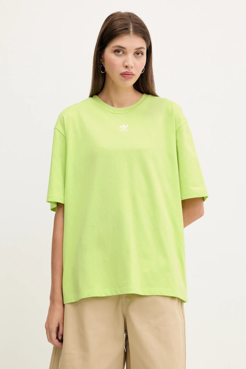 Bavlněné tričko adidas Originals Essentials dámské, zelená barva, JW5076