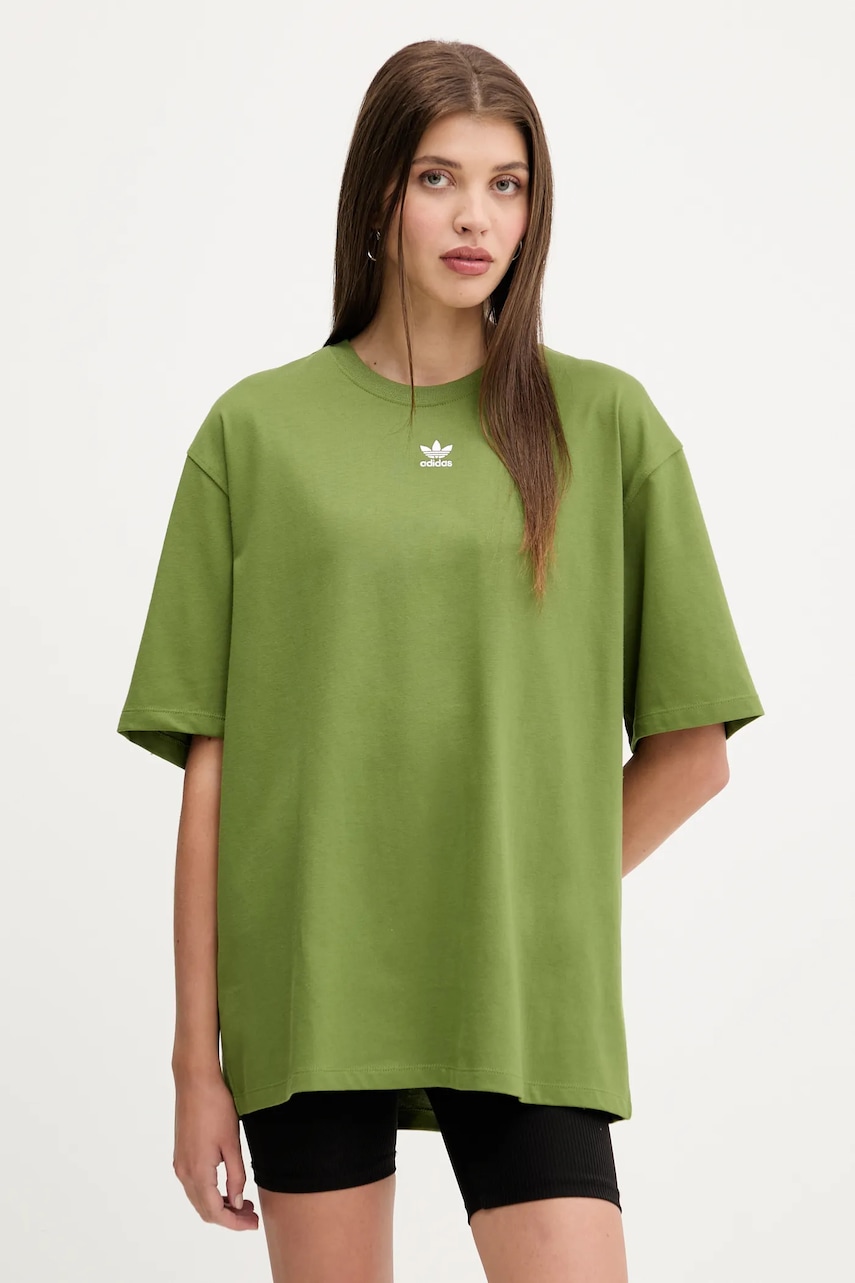 Bavlněné tričko adidas Originals Essentials dámské, zelená barva, JW5077