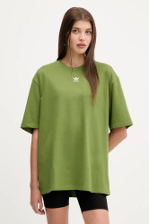 Bavlněné tričko adidas Originals Essentials dámské, zelená barva, JW5077