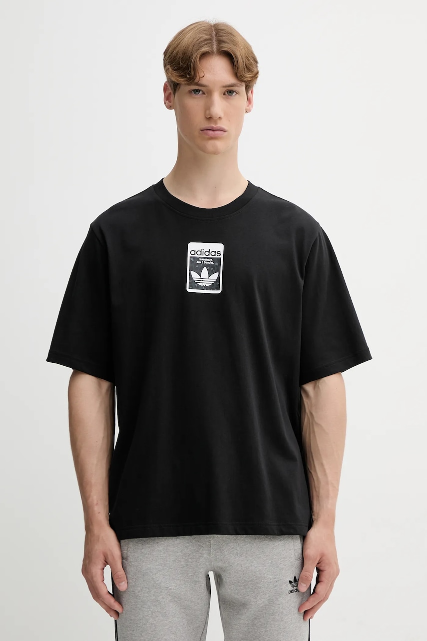 Bavlněné tričko adidas Originals Graphic Os Ss T pánské, černá barva, s potiskem, JV7569