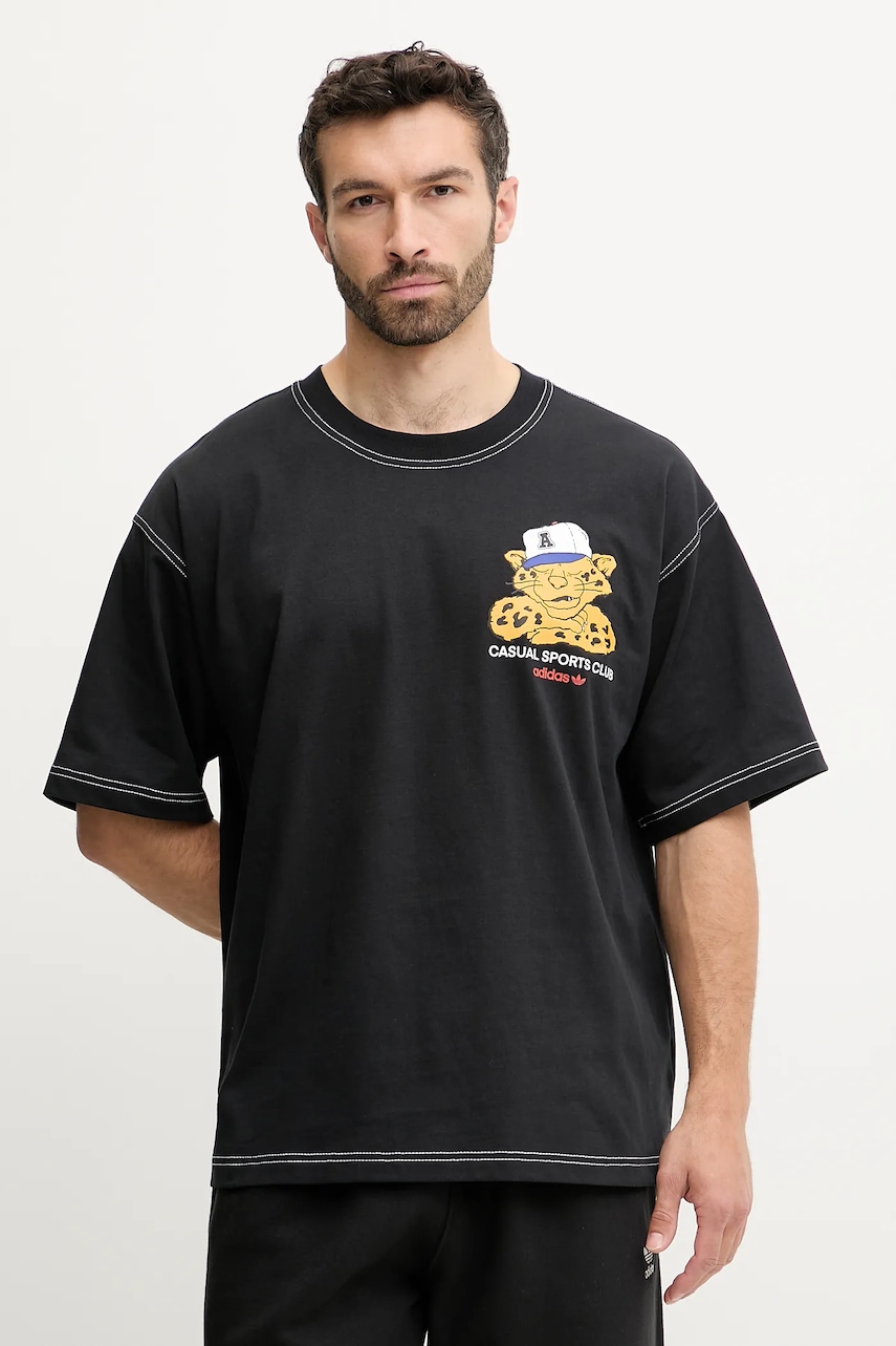 Bavlněné tričko adidas Originals Graphic Os Ss T pánské, černá barva, s potiskem, JW0159