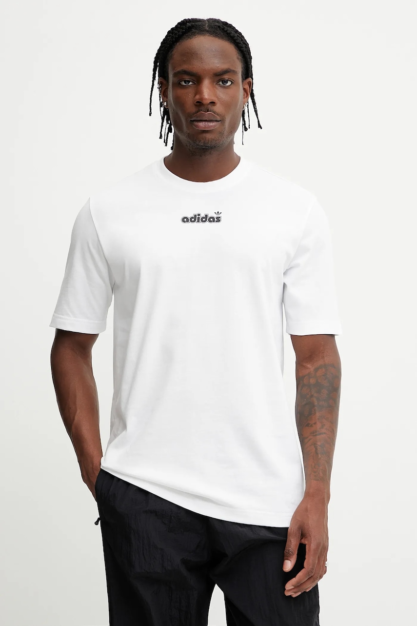 Bavlněné tričko adidas Originals GRFX Tee pánské, bílá barva, s potiskem, JC8379