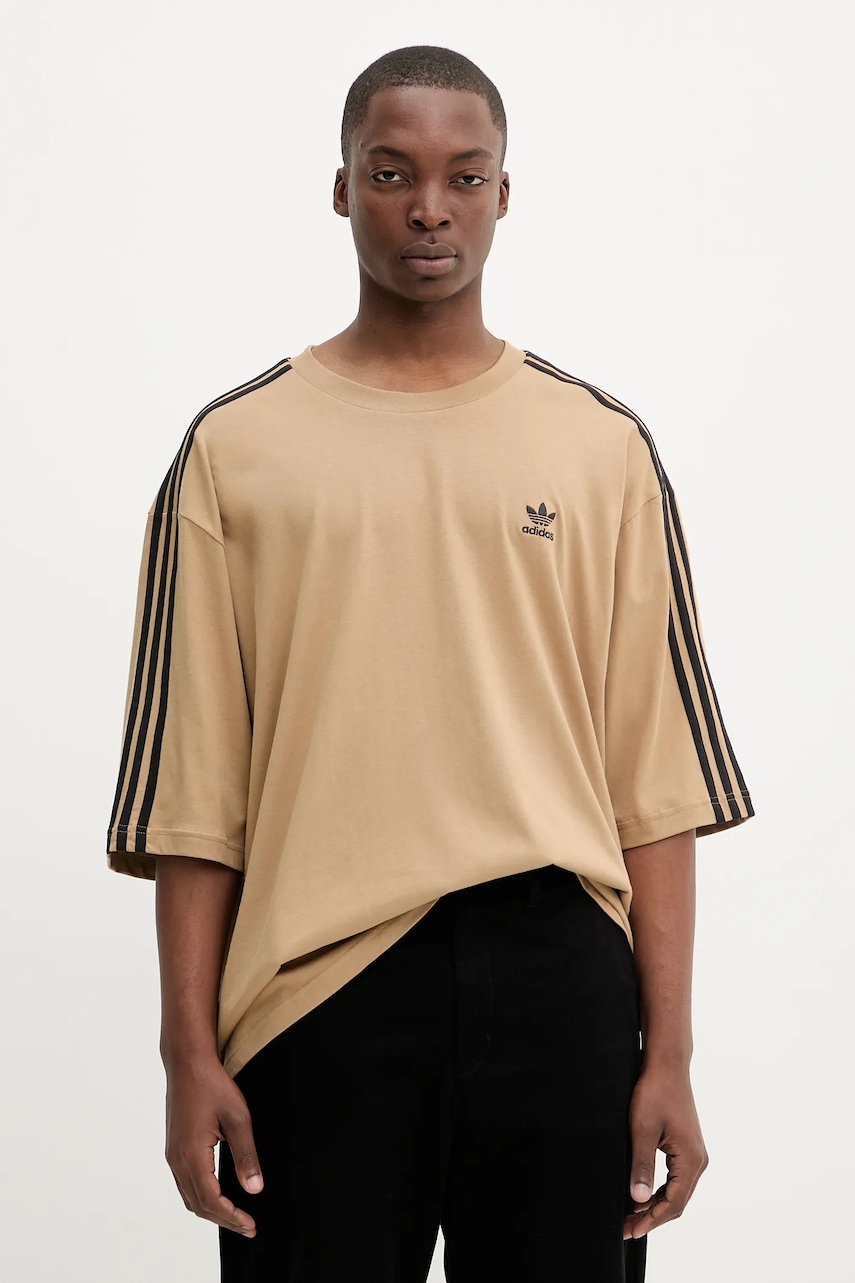 Bavlněné tričko adidas Originals Oversize Tee pánské, zelená barva, s aplikací, JY1397