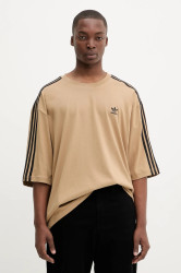 Bavlněné tričko adidas Originals Oversize Tee pánské, zelená barva, s aplikací, JY1397