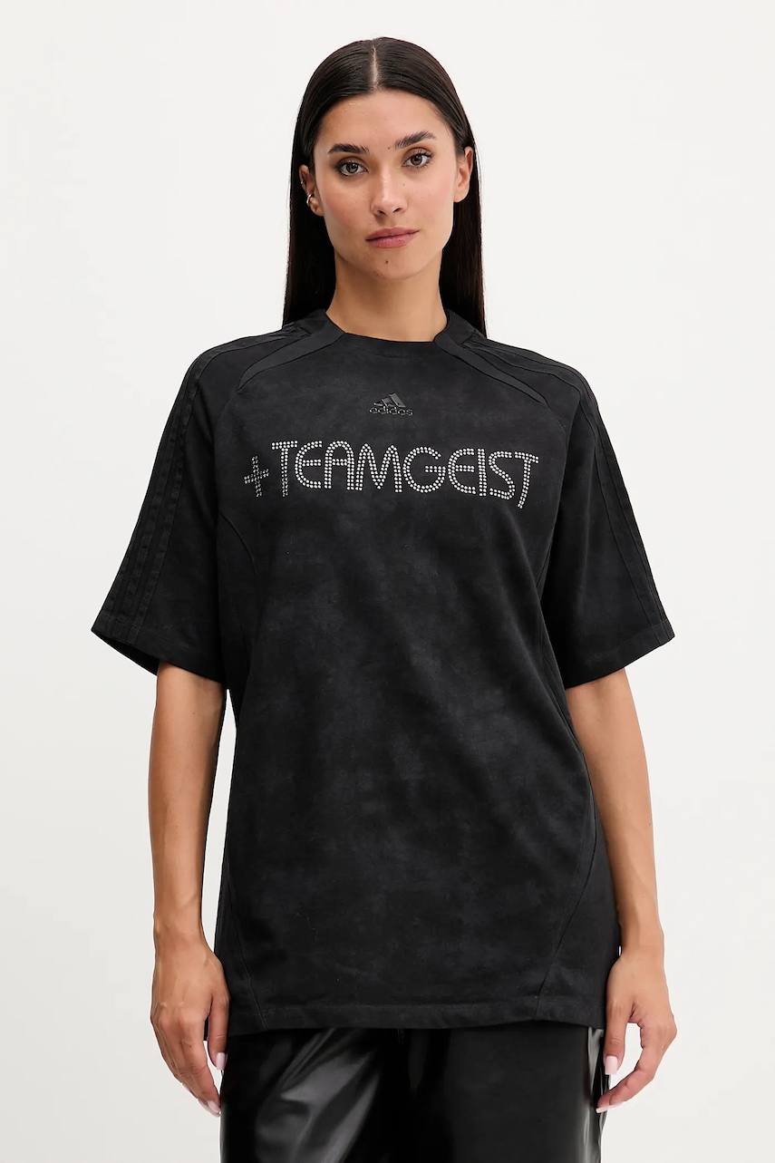 Bavlněné tričko adidas Originals Rhinestone Tee dámské, černá barva, KF3113