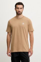Bavlněné tričko adidas Originals Trefoil Essential pánské, hnědá barva, s aplikací, JX2824