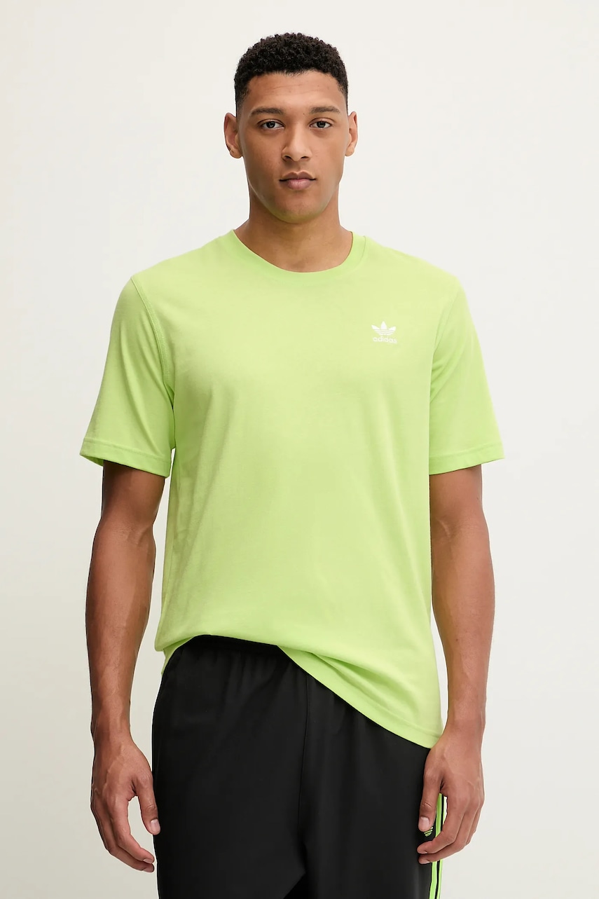 Bavlněné tričko adidas Originals Trefoil Essential pánské, zelená barva, s aplikací, JZ3583