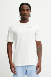 Bavlněné tričko adidas pánské, béžová barva, s potiskem, JI6756