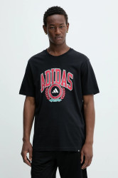 Bavlněné tričko adidas VSTY CREST pánské, černá barva, s potiskem, JV8443
