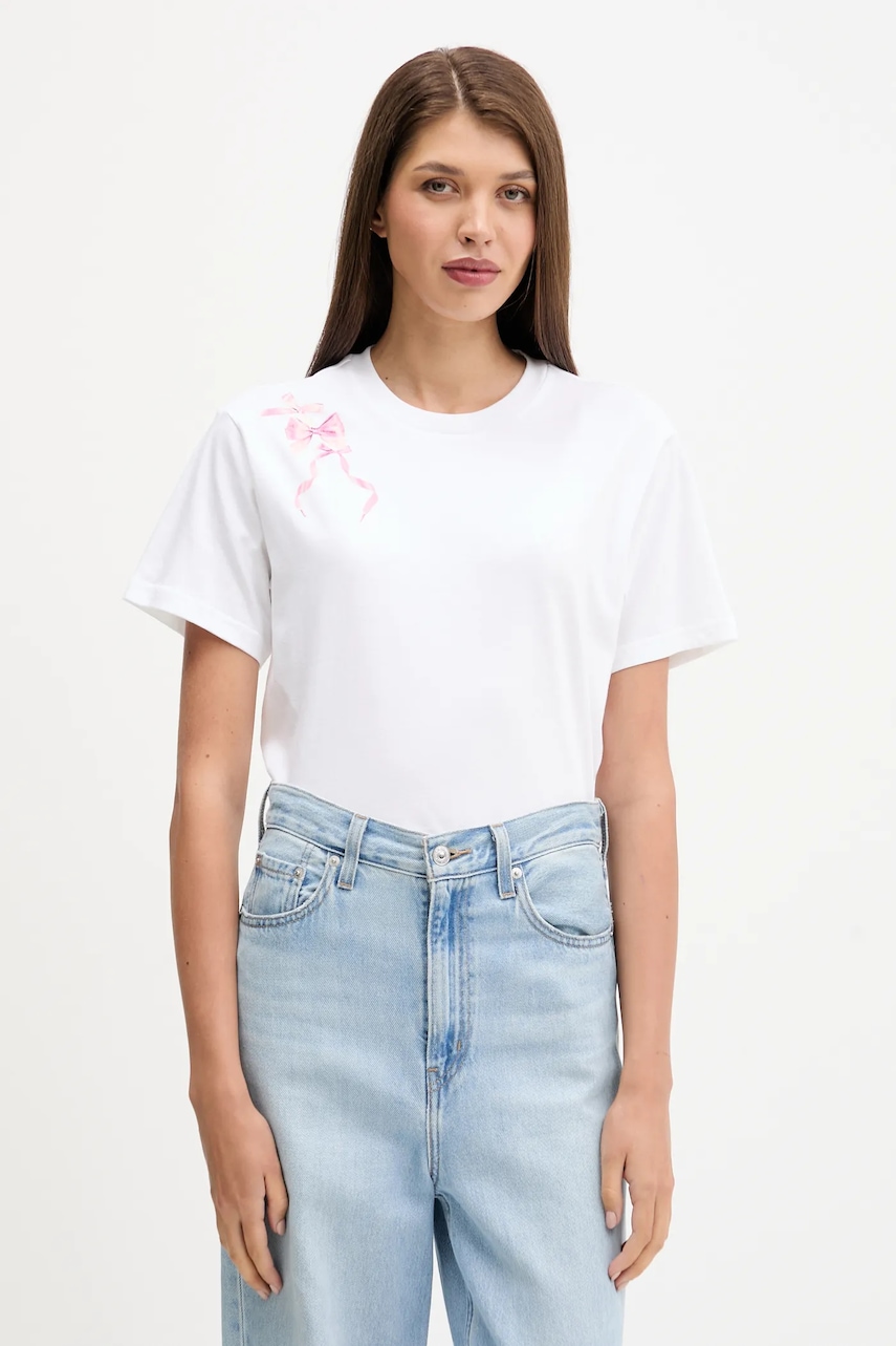 Bavlněné tričko adidas W CO BOW T dámské, bílá barva, JX1322