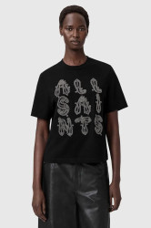 Bavlněné tričko AllSaints dámské, černá barva, W148JD